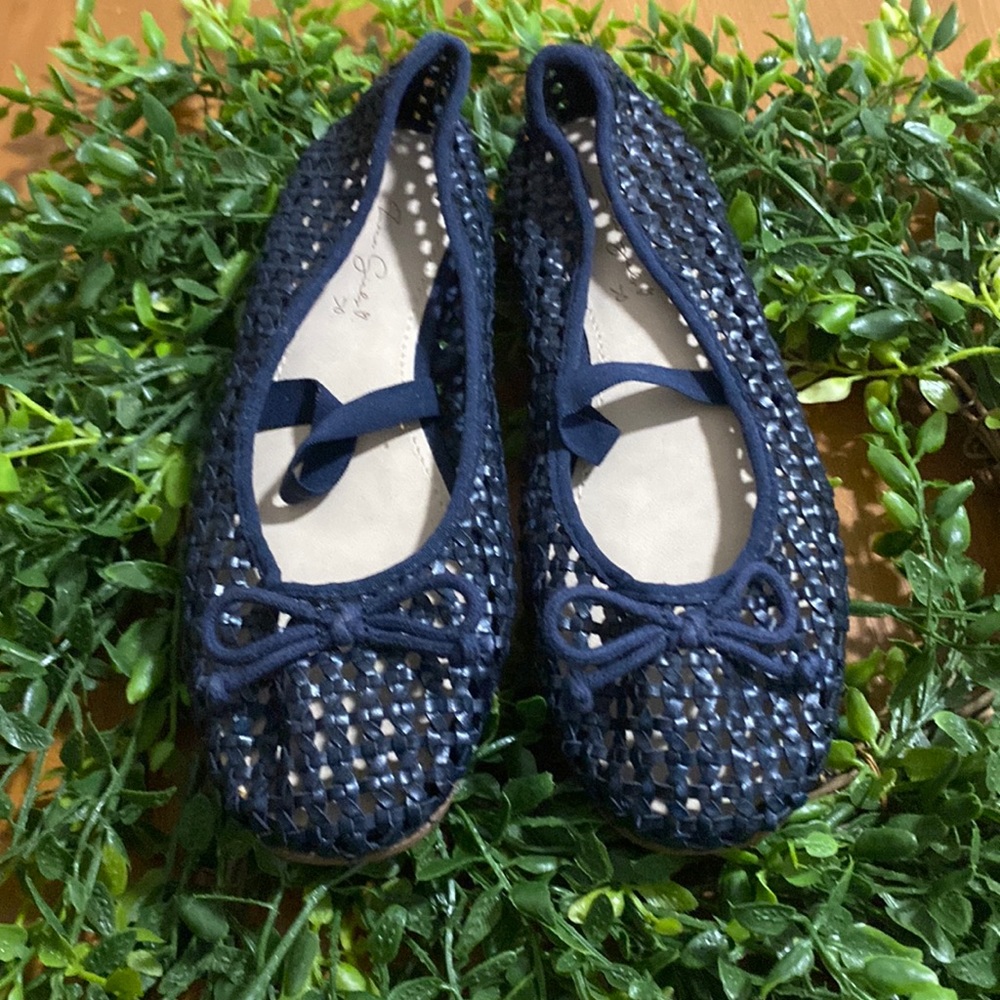 Zara Girls Navy Flats Ballet Style Shoes